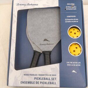 Tommy Bahama Pickleball Set Wood Paddles Outdoor Balls Game Set New